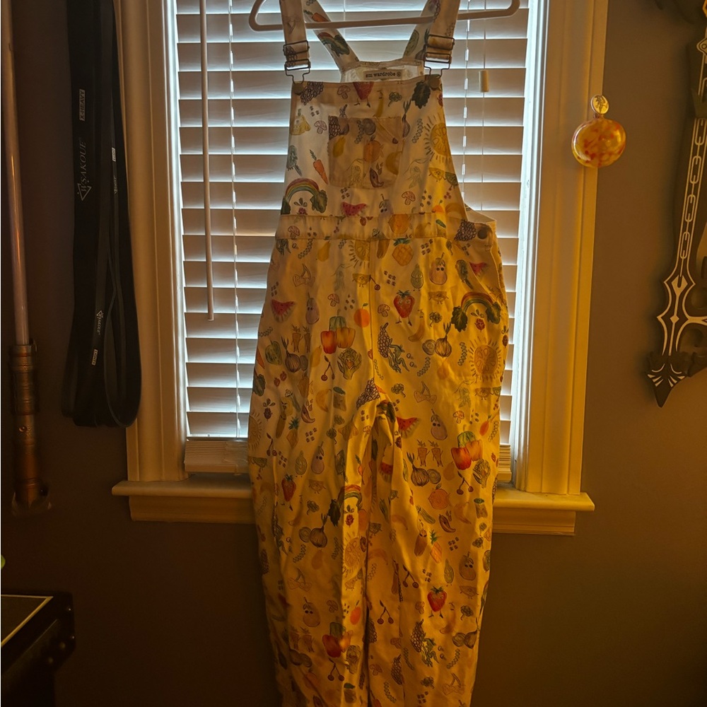 Colorful Women's Jumpsuit with Floral and Fruit Design
